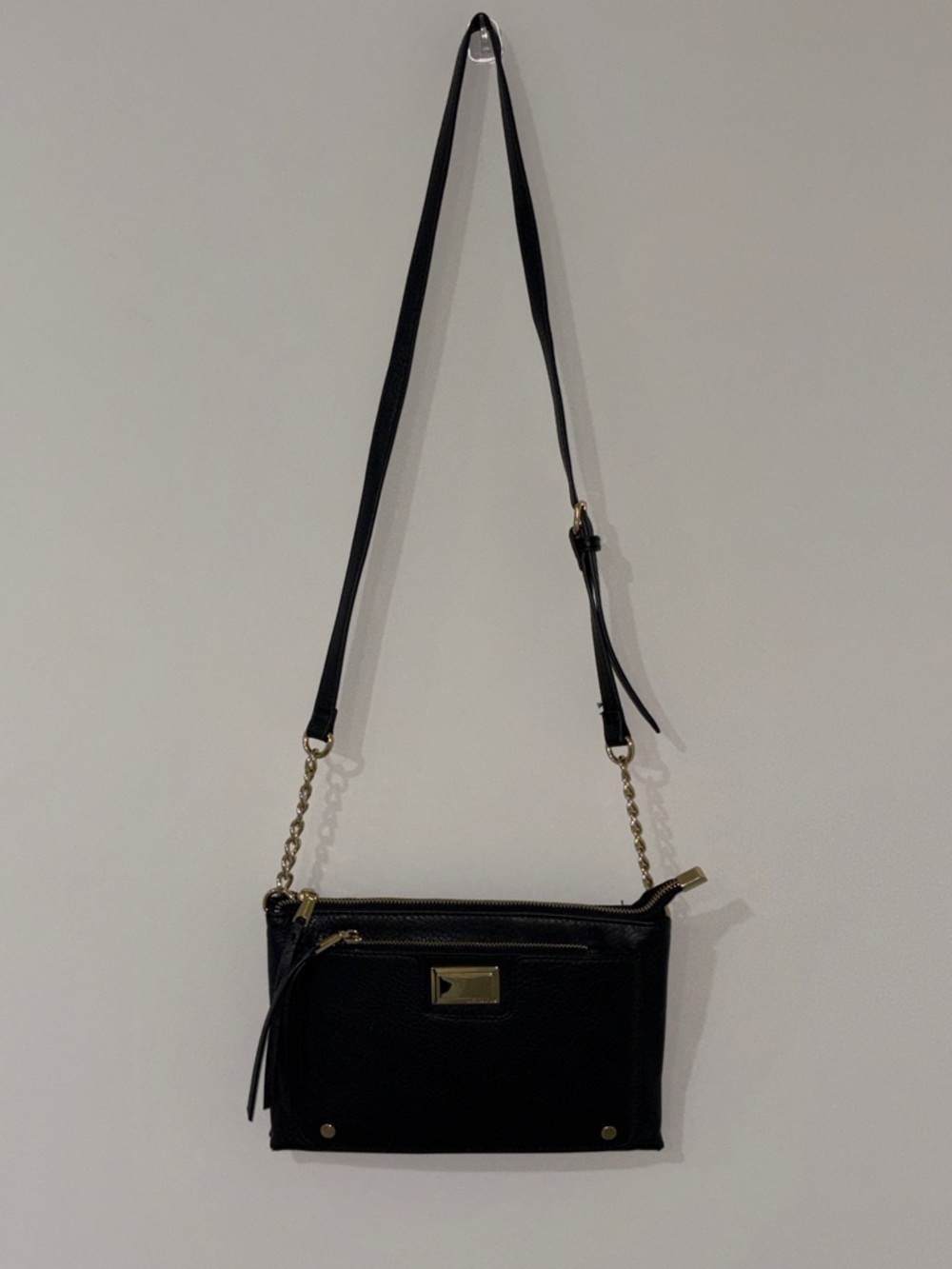 Juicy Couture Black Leather Crossbody Bag with Gold Hardware